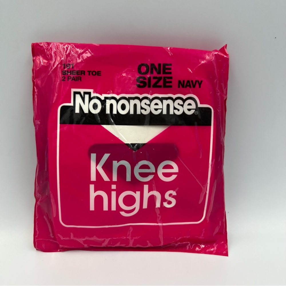 No Nonsense Knee Highs One Size - Navy - Sheer Toe Pantyhose 2-Pair